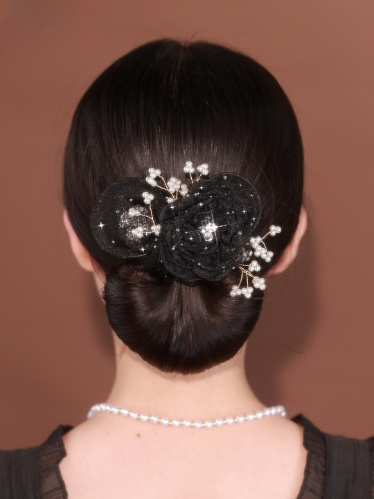 Collection 4 : Light Luxury Camellia Bow Hair Bun Maker  Elegant Black Starry Mesh Twist / Coil / Braider & Headdress Hair Insert Accessories for Women