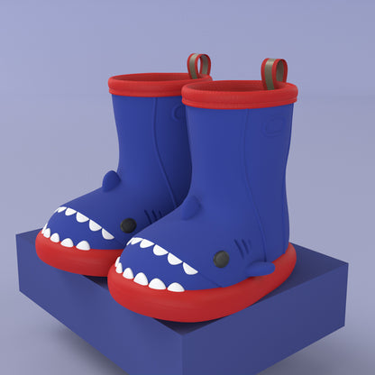 Shark Design Kids Rain Boots – Waterproof Rubber Shoes for Boys & Girls