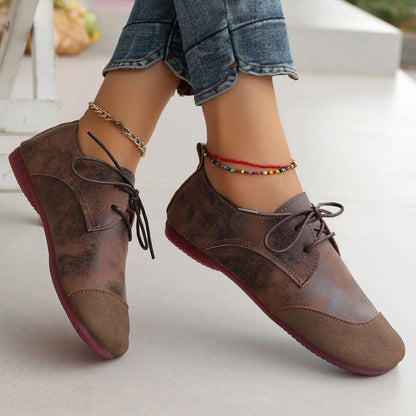 Women’s Retro Soft Leather Loafers – Flat Casual Slip-On Shoes