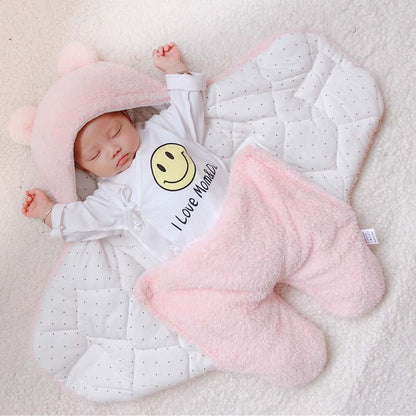 Baby Sleeping Bag Envelope – Winter Swaddle Blanket with Bear Design for Newborns