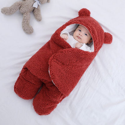 Baby Sleeping Bag Envelope – Winter Swaddle Blanket with Bear Design for Newborns