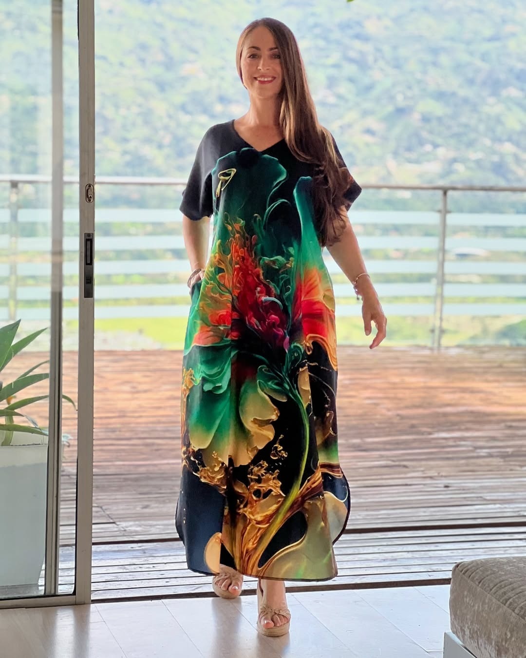 European & American Printed Loose Maxi Dress – Elegant Summer Women’s Fashion