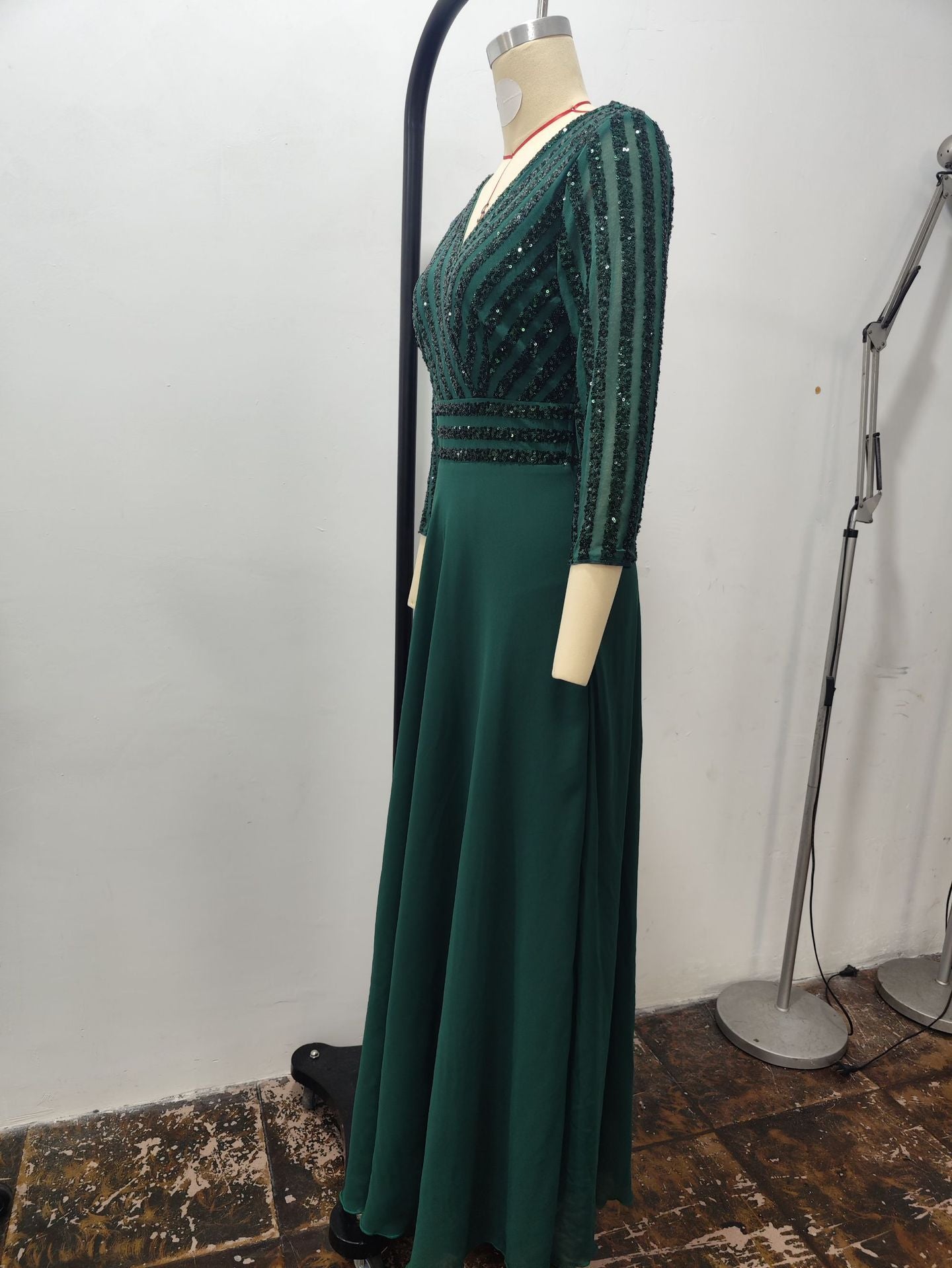 Elegant Sequin Evening Gown – Large Swing Long Party Dress for Women