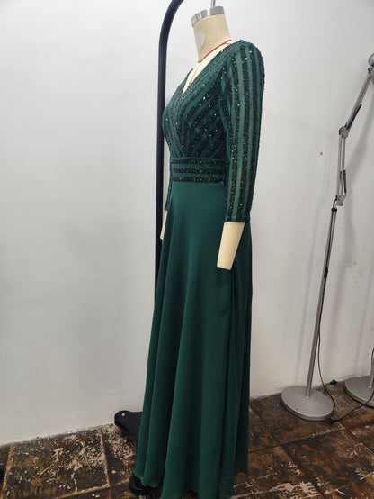 Elegant Sequin Evening Gown – Large Swing Long Party Dress for Women