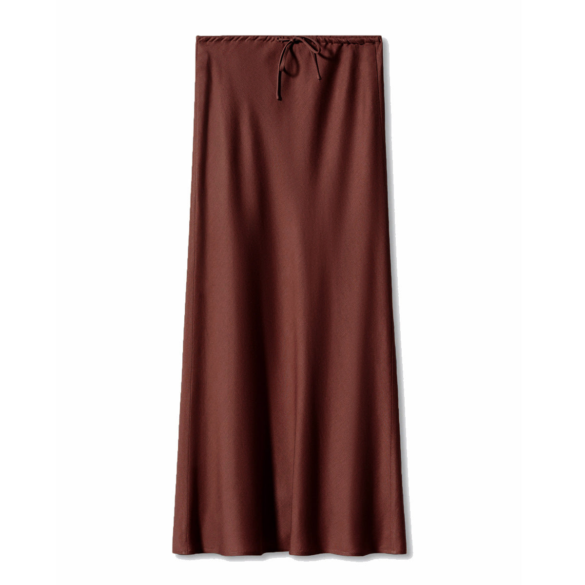 Women’s High Waist Satin Maxi Skirt – Elegant Drawstring Slip Skirt