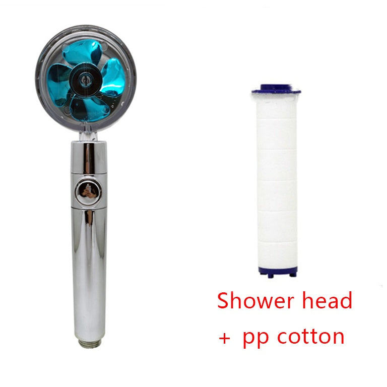 360° Rotating High Pressure Shower Head with Fan – Water Saving Spa Spray Nozzle