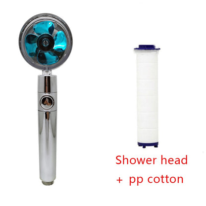 360° Rotating High Pressure Shower Head with Fan – Water Saving Spa Spray Nozzle