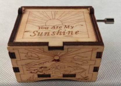 Wooden Hand-Crank Music Box – Engraved Vintage Gift for Kids & Adults