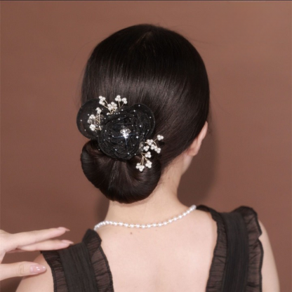 Collection 4 : Light Luxury Camellia Bow Hair Bun Maker  Elegant Black Starry Mesh Twist / Coil / Braider & Headdress Hair Insert Accessories for Women