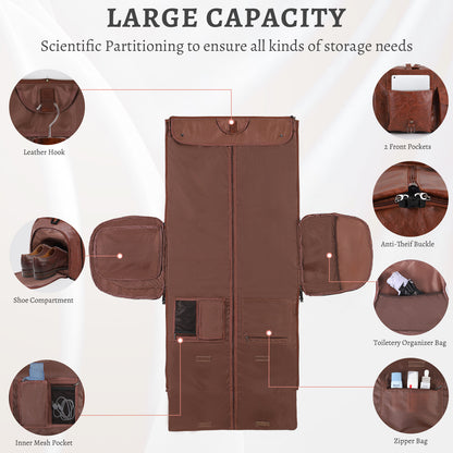 Large Capacity Men’s Leather Travel Bag – Suitcase Duffel & Storage Bag