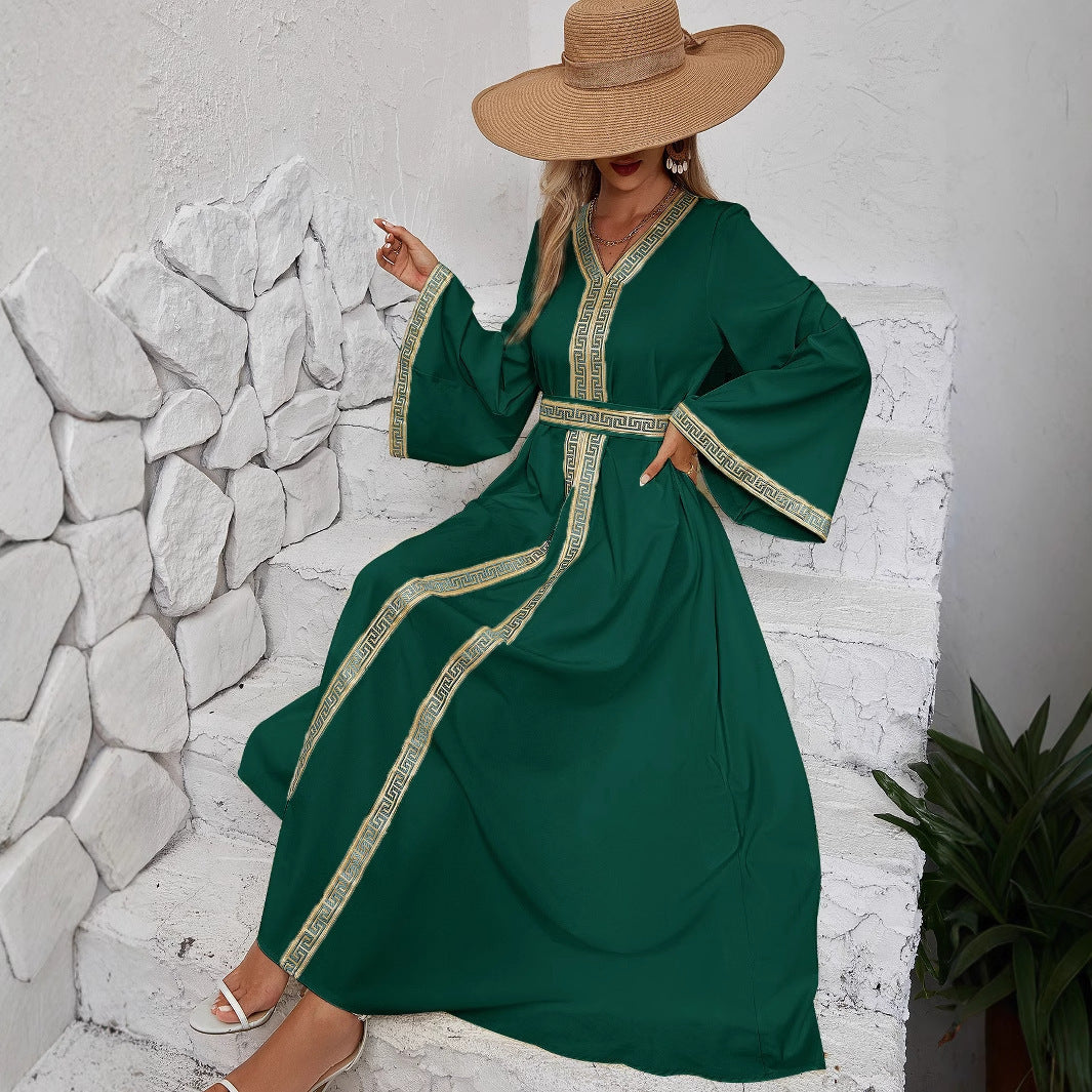 Women’s Boho Long Sleeve Maxi Dress – Elegant Flowy Evening Wear