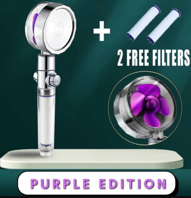 360° Rotating High Pressure Shower Head with Fan – Water Saving Spa Spray Nozzle