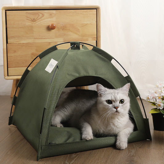 Cat Tent Bed & Dog House – Portable Indoor Pet Nest with Cushion