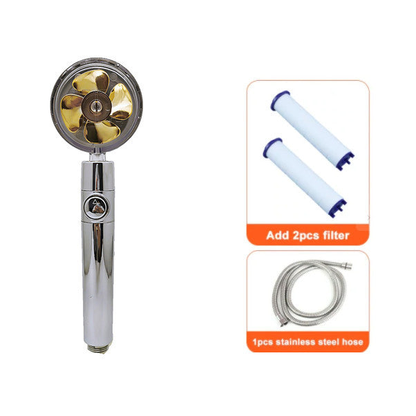 360° Rotating High Pressure Shower Head with Fan – Water Saving Spa Spray Nozzle