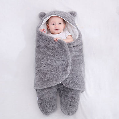 Baby Sleeping Bag Envelope – Winter Swaddle Blanket with Bear Design for Newborns