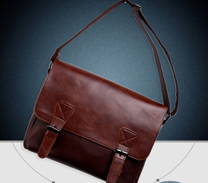 Men’s Vintage Leather Satchel – One-Shoulder Messenger Crossbody Bag