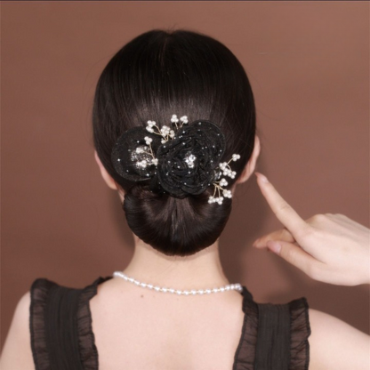 Collection 4 : Light Luxury Camellia Bow Hair Bun Maker  Elegant Black Starry Mesh Twist / Coil / Braider & Headdress Hair Insert Accessories for Women