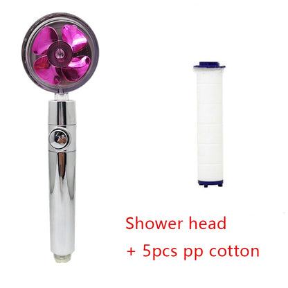 360° Rotating High Pressure Shower Head with Fan – Water Saving Spa Spray Nozzle