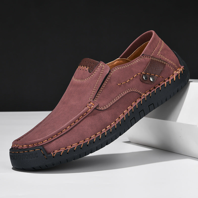 Men’s Handmade Leather Loafers – Outdoor Casual Slip-On Shoes