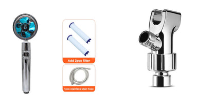 360° Rotating High Pressure Shower Head with Fan – Water Saving Spa Spray Nozzle