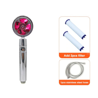 360° Rotating High Pressure Shower Head with Fan – Water Saving Spa Spray Nozzle