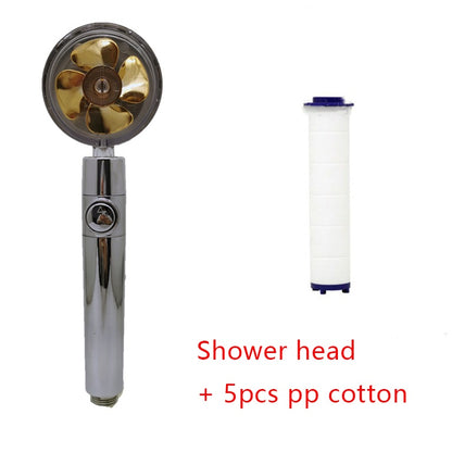 360° Rotating High Pressure Shower Head with Fan – Water Saving Spa Spray Nozzle