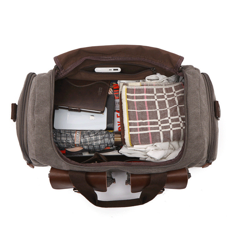 European American Style Canvas Travel Bag – Portable Duffel & Shoulder Bag