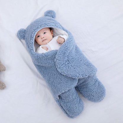 Baby Sleeping Bag Envelope – Winter Swaddle Blanket with Bear Design for Newborns