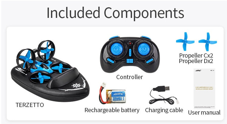 3-in-1 Mini RC Drone – Air, Land & Water Remote Control Quadcopter Toy