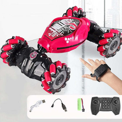 Gesture Sensing RC Transforming Car – 360° Twisting Drift Remote Control Stunt Vehicle with Wrist Watch Control
