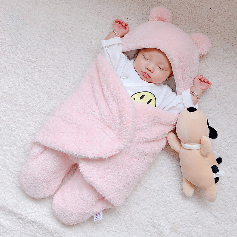 Baby Sleeping Bag Envelope – Winter Swaddle Blanket with Bear Design for Newborns