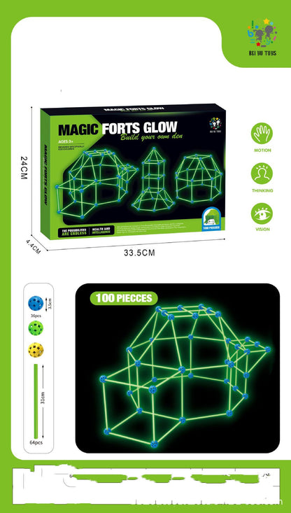 Fort Building Kit for Kids – DIY Construction Blocks Set for Tents, Castles & Playhouses