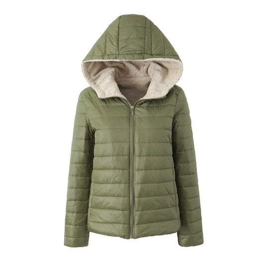 European And American Short Velvet Loose Hooded Cotton Jacket Jacket