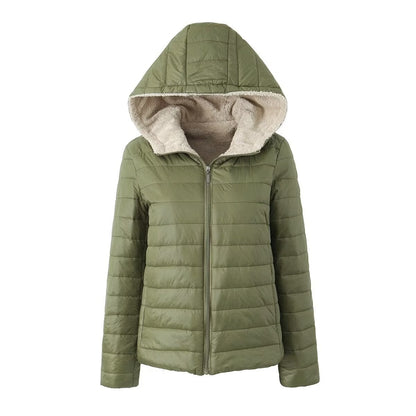 European And American Short Velvet Loose Hooded Cotton Jacket Jacket