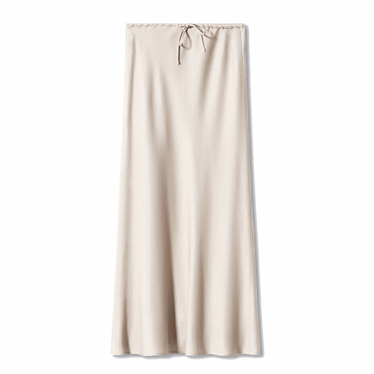 Women’s High Waist Satin Maxi Skirt – Elegant Drawstring Slip Skirt
