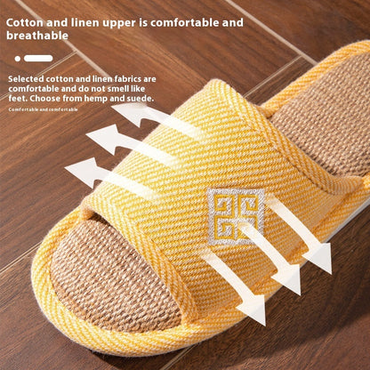 Women’s Linen Slippers – Breathable Non-Slip Indoor Home Sandals for Spring & Autumn