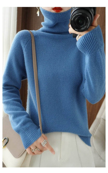 Women’s Slim Fit High Collar Sweater – Long-Sleeved Knitted Winter Top