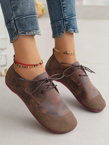 Women’s Retro Soft Leather Loafers – Flat Casual Slip-On Shoes