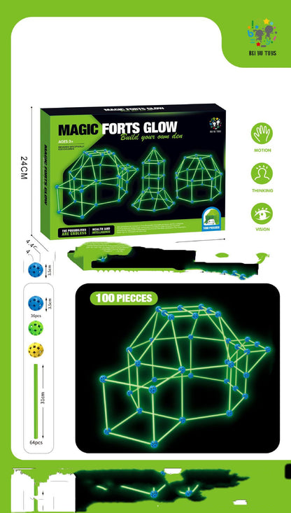 Fort Building Kit for Kids – DIY Construction Blocks Set for Tents, Castles & Playhouses