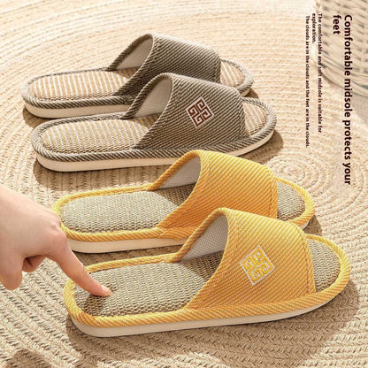 Women’s Linen Slippers – Breathable Non-Slip Indoor Home Sandals for Spring & Autumn