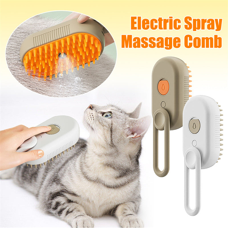 3-in-1 Cat & Dog Steam Grooming Brush – Electric Pet Hair Removal & Massage Comb