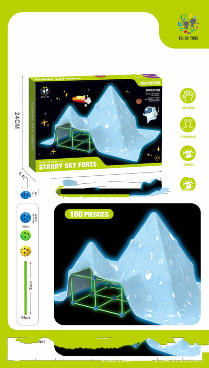 Fort Building Kit for Kids – DIY Construction Blocks Set for Tents, Castles & Playhouses