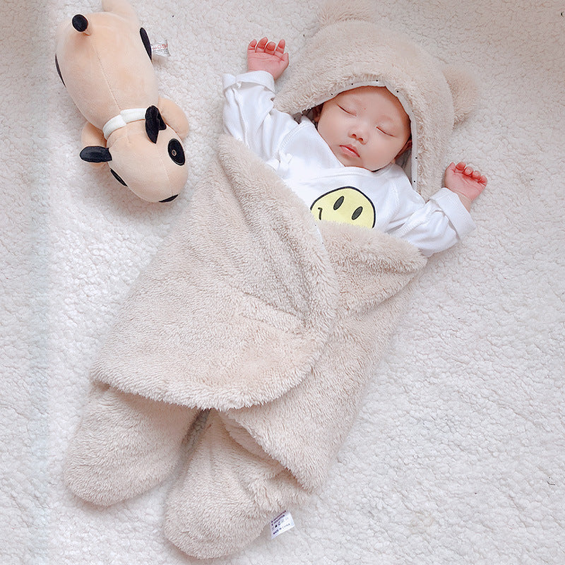Baby Sleeping Bag Envelope – Winter Swaddle Blanket with Bear Design for Newborns