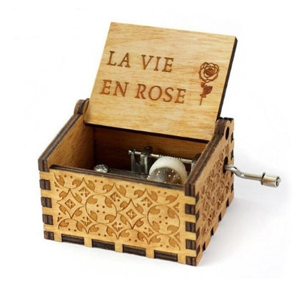Wooden Hand-Crank Music Box – Engraved Vintage Gift for Kids & Adults