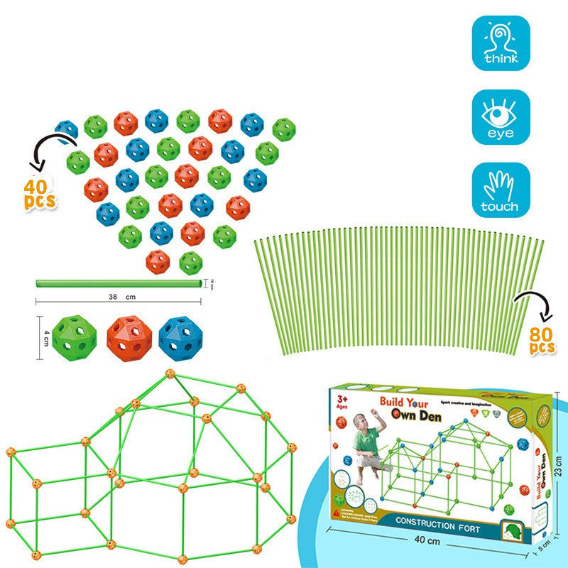 DIY Kids Fort Building Kit – Creative Tent Construction Blocks for Indoor Play