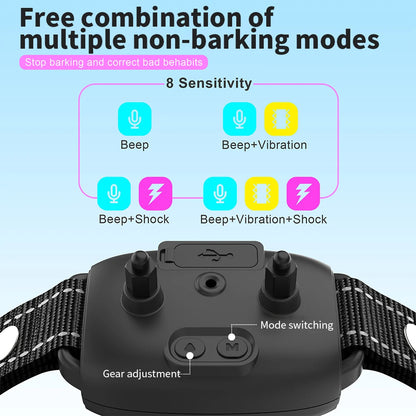 Smart Dog training & Anti-Barking Dog Collar – Rechargeable Waterproof Bark Control Device