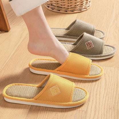 Women’s Linen Slippers – Breathable Non-Slip Indoor Home Sandals for Spring & Autumn