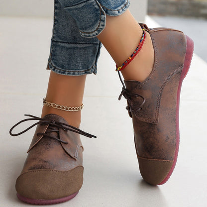 Women’s Retro Soft Leather Loafers – Flat Casual Slip-On Shoes