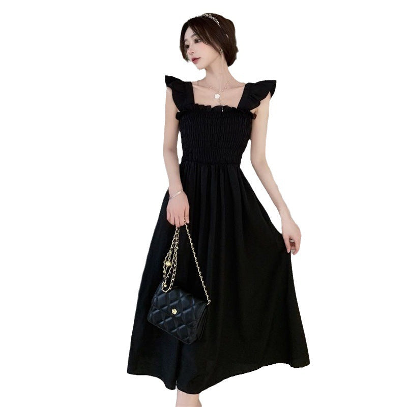 French Retro Square Collar Dress – Elegant Summer Midi Dress for Women