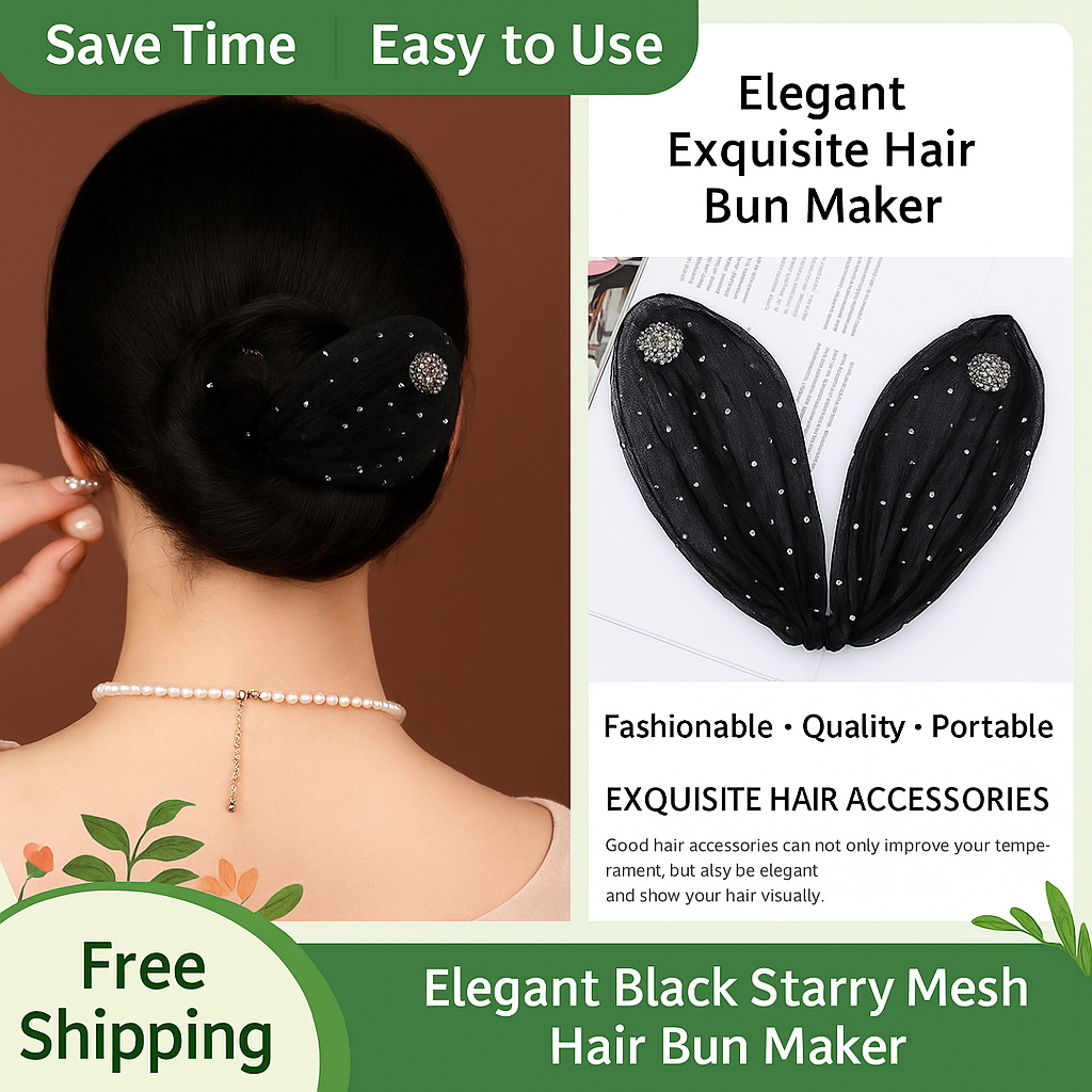Collection 1 : Light Luxury Camellia Bow Hair Bun Maker  Elegant Black Starry Mesh Twist / Coil / Braider & Headdress Hair Insert Accessories for Women